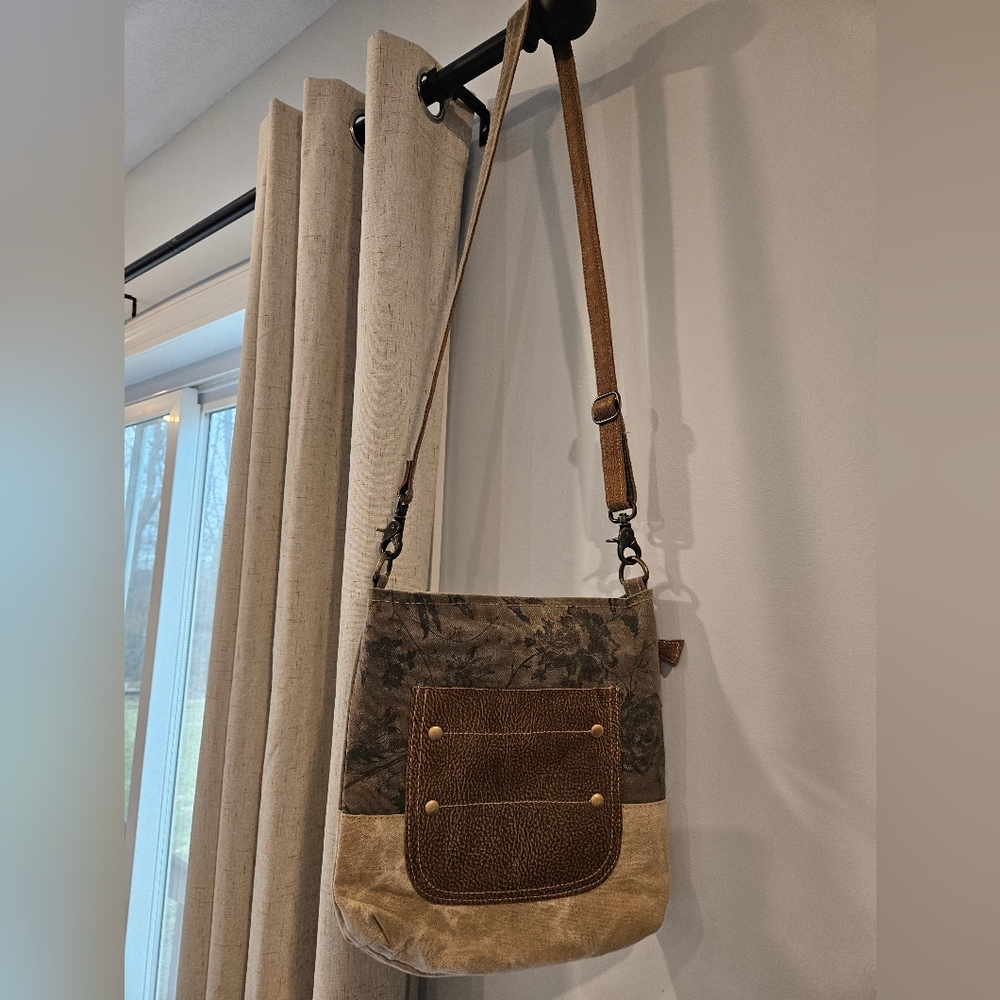 Myra Bag Brown and Tan Canvas & Leather Crossbody